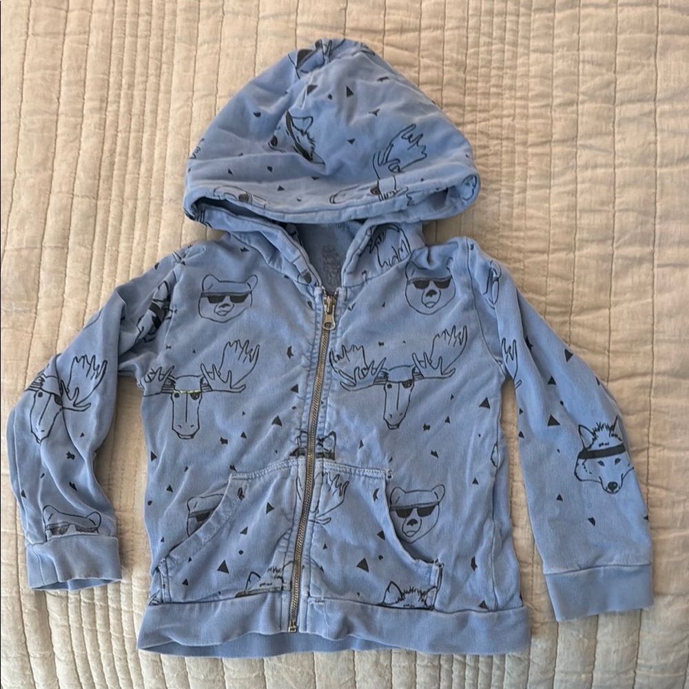 Cozy Blue Moose Graphic Hoodie for Kids